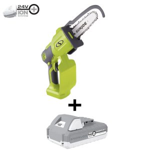 Sun Joe 24V-HCS-LTE 24-Volt* IONMAX Cordless Handheld Chainsaw | 5-Inch Pruning Saw | W/ 2.0-Ah Battery + Charger