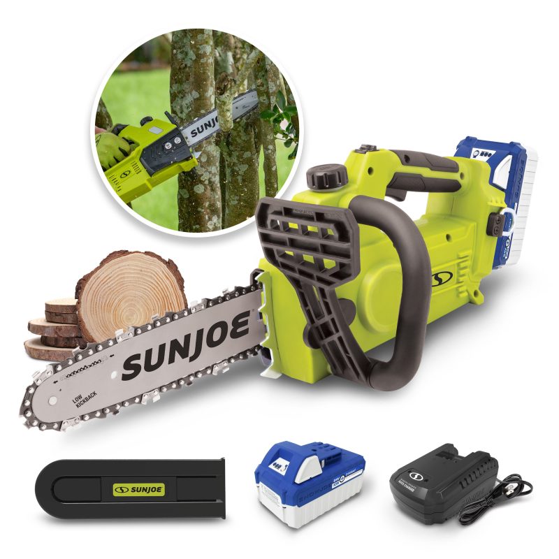 Sun Joe 24V-10CS 24-Volt* IONMAX Cordless Chain Saw Kit | 10-inch | W/ 4.0-Ah Battery + Charger