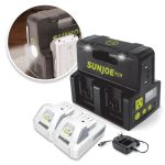 Sun Joe 24V-300WI-2AMP-KIT 24-Volt Cordless Powered Inverter Generator Power Station | W/ 2 x 2.0-Ah Batteries
