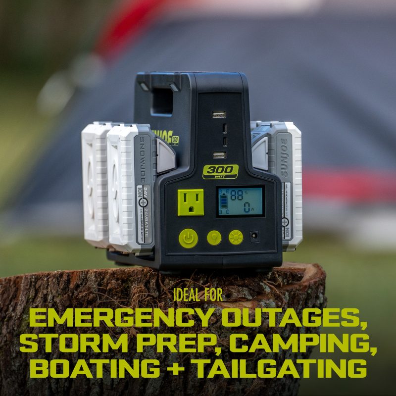 Sun Joe 24V-300WI-2AMP-KIT 24-Volt Cordless Powered Inverter Generator Power Station | W/ 2 x 2.0-Ah Batteries - 图片 10