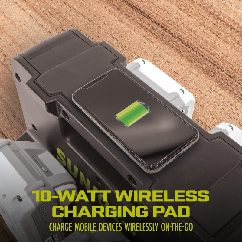 Sun Joe CERTIFIED AUTHENTIC 24V-300WI 24-Volt IONMAX Cordless Hot-Swap Powered Inverter Generator Power Station | W/ AC Adapter, AC Receptacle, 2x USB Type A, 2x USB Type C, LED Spotlight, Wireless Phone Charger | 320-Watt - 图片 12