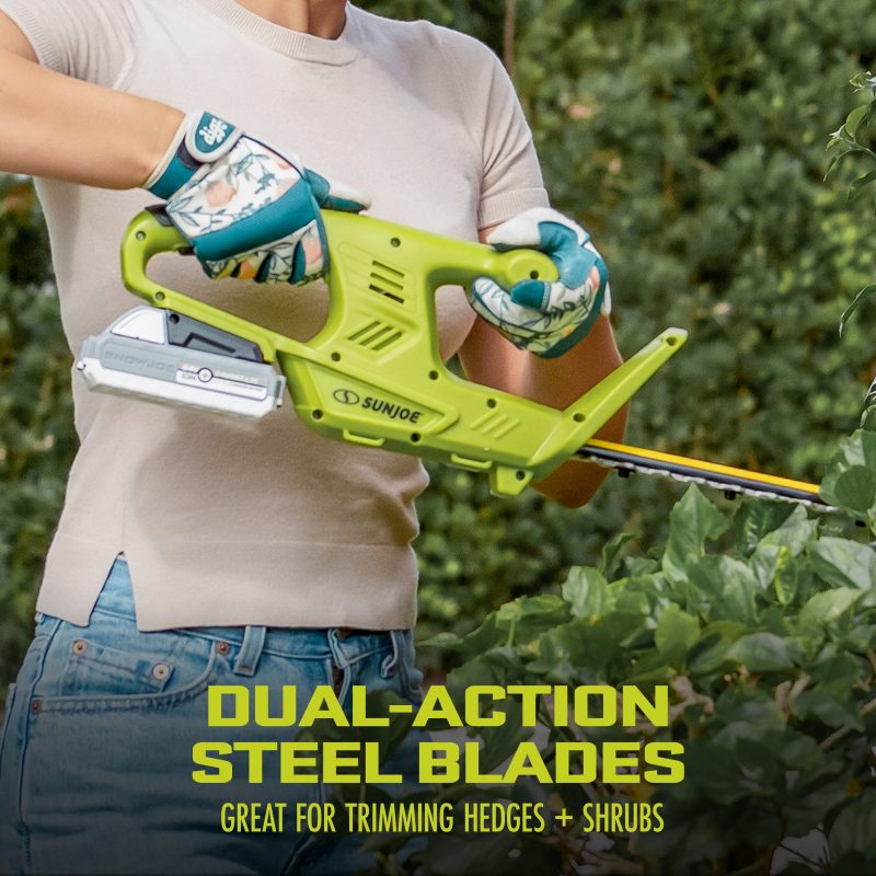 Sun Joe 24V-GT4MAX-LTE 24-Volt* IONMAX Cordless Garden Combo Kit | Leaf Blower | Grass Trimmer | Hedge Trimmer | W/ 2 x 2.0-Ah Batteries + Charger - 图片 10