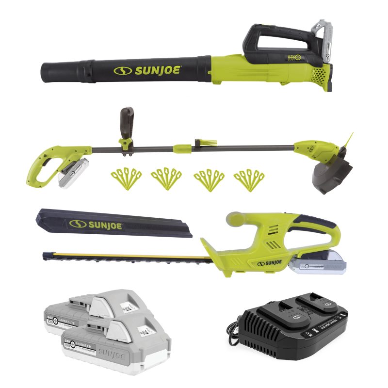 Sun Joe 24V-GT4MAX-LTE 24-Volt* IONMAX Cordless Garden Combo Kit | Leaf Blower | Grass Trimmer | Hedge Trimmer | W/ 2 x 2.0-Ah Batteries + Charger - 图片 2