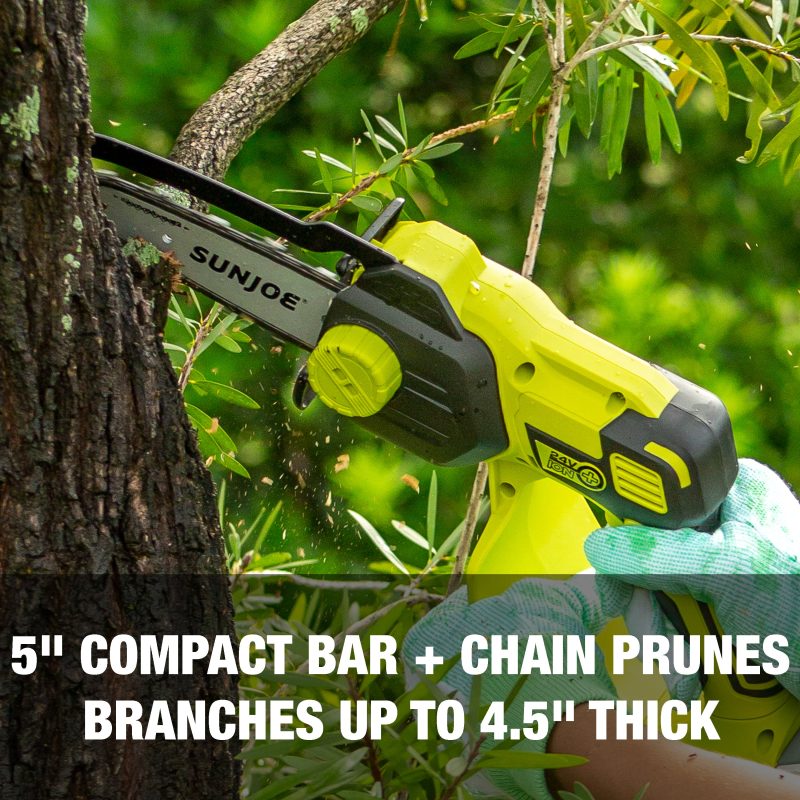 Sun Joe 24V-HCS-CT 24-Volt IONMAX Cordless Handheld Chainsaw | 5-Inch Pruning Saw | Tool Only - 图片 5
