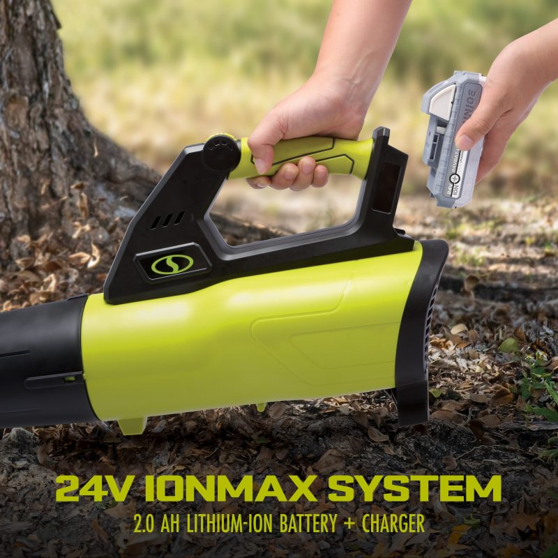 Sun Joe 24V-JB-LTE 24-Volt* IONMAX Cordless Turbine Jet Blower Kit | 350 CFM Max | W/ 2.0-Ah Battery + Charger - 图片 4