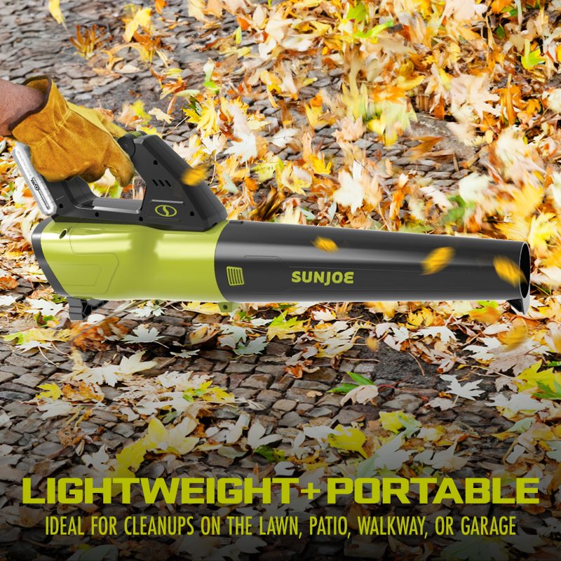 Sun Joe 24V-JB-LTE 24-Volt* IONMAX Cordless Turbine Jet Blower Kit | 350 CFM Max | W/ 2.0-Ah Battery + Charger - 图片 6