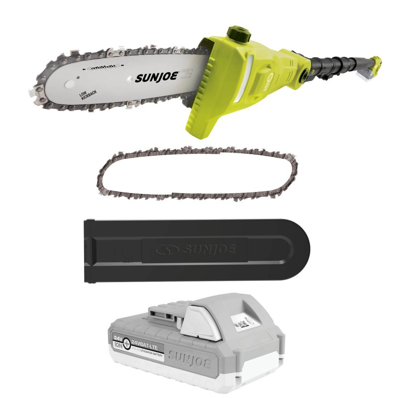 Sun Joe 24V-PS8CMAX-LTE 24-Volt* IONMAX Cordless Telescoping Pole Chain Saw Kit | 8-inch | W/ Bonus Spare Chain, 2.0-Ah Battery + Charger - 图片 2