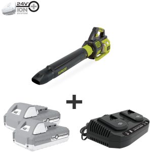 Sun Joe 24V-X2-JB500 Cordless Brushless Turbine Jet Blower | W/ 2 x 2.0-Ah Batteries + Charger