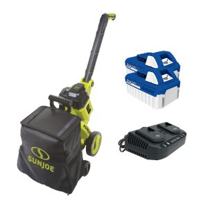 Sun Joe 24V-X2-OGV 48-Volt* IONMAX Cordless Outdoor Garden Vacuum + Mulcher Kit | 850 CFM | 15:1 Mulch Ratio | 2 x 4.0-Ah Batteries + Charger
