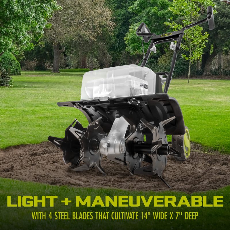 Sun Joe 24V-X2-TLR14 48-Volt* IONMAX Cordless Garden Tiller/Cultivator Kit | W/ 2 x 2.0-Ah Batteries + Dual Port Charger - 图片 5
