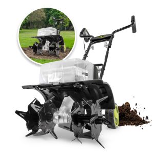 Sun Joe 24V-X2-TLR14 48-Volt* IONMAX Cordless Garden Tiller/Cultivator Kit | W/ 2 x 2.0-Ah Batteries + Dual Port Charger