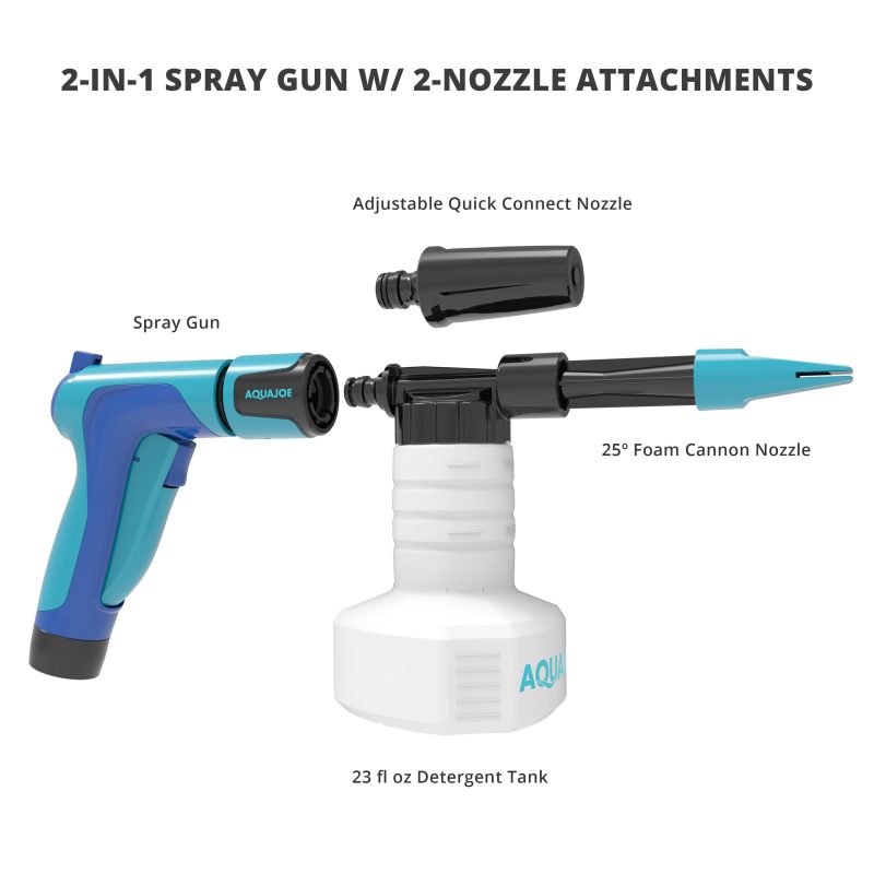 Aqua Joe Hose Powered Foamer Cannon Car Wash Kit | Includes Hose Powered Foam Cannon, 50-Foot PRO Hose, and Auto Foam Car Wash Soap - 图片 8