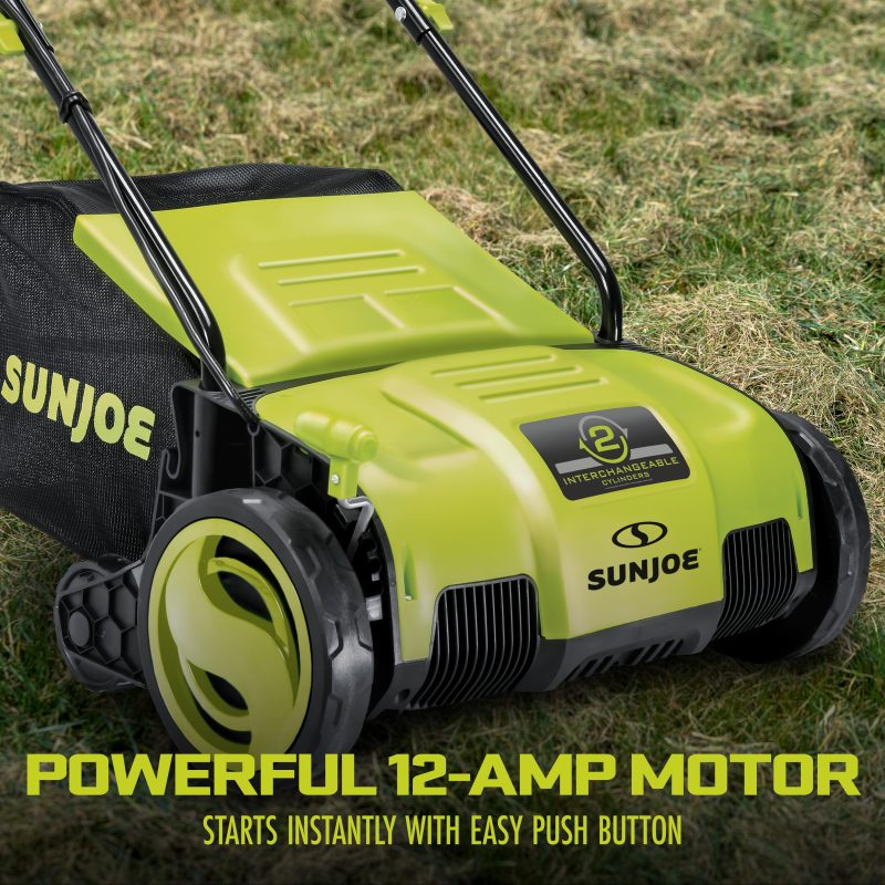 Sun Joe AJ798E Electric Lawn Dethatcher + Scarifier W/ Collection Bag | 12.6-inch | 12-Amp | AirBoost Technology - 图片 4