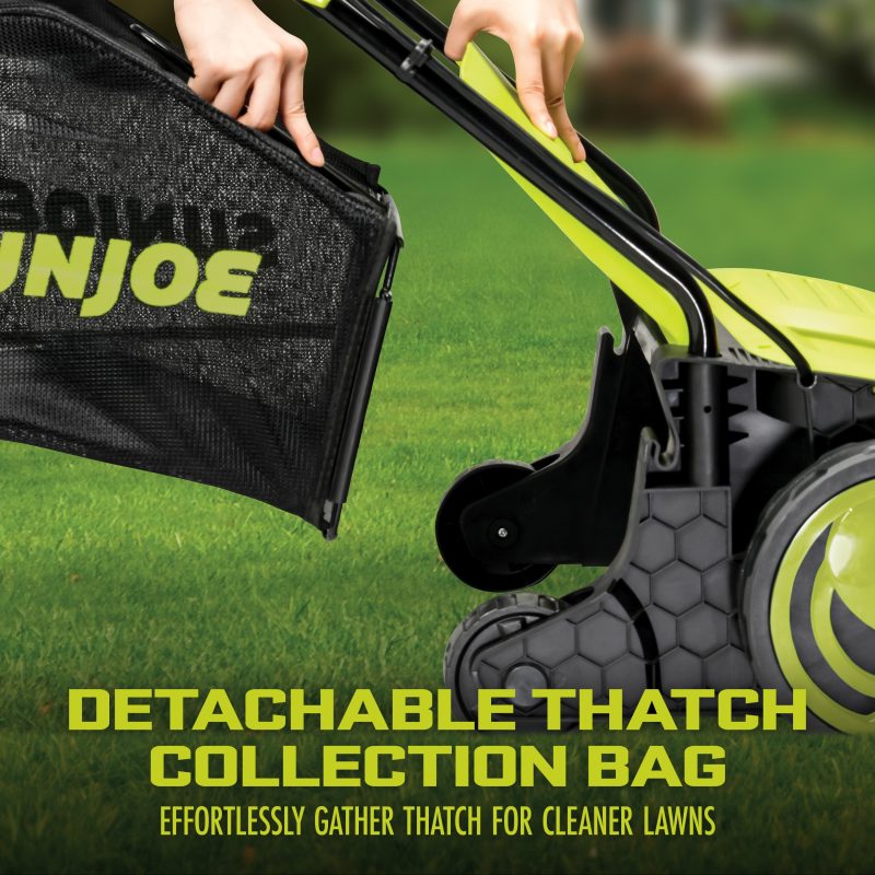 Sun Joe AJ798E Electric Lawn Dethatcher + Scarifier W/ Collection Bag | 12.6-inch | 12-Amp | AirBoost Technology - 图片 8