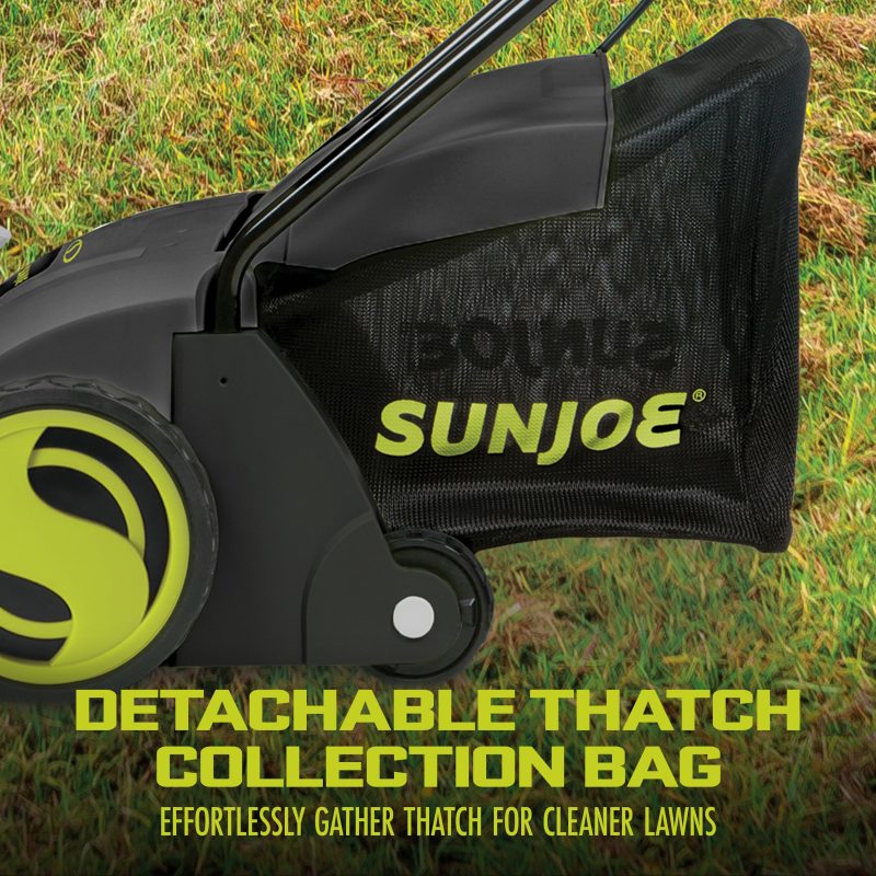 Sun Joe AJ801E Electric Lawn Dethatcher + Scarifier W/ Collection Bag | 12.6-inch | 12-Amp - 图片 8
