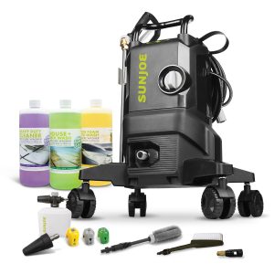 Sun Joe Electric Pressure Washer W/ Wheels | 8-Pc Accessory Kit + 3-Pack Detergent | 14.9-Amp | 2200 Rated PSI | 1.1 Rated GPM