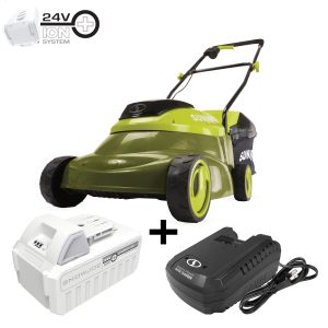 Sun Joe MJ24C-14-XR 24-Volt* IONMAX Cordless Brushless Lawn Mower Kit | 14-inch | W/ 5.0-Ah Battery + Charger
