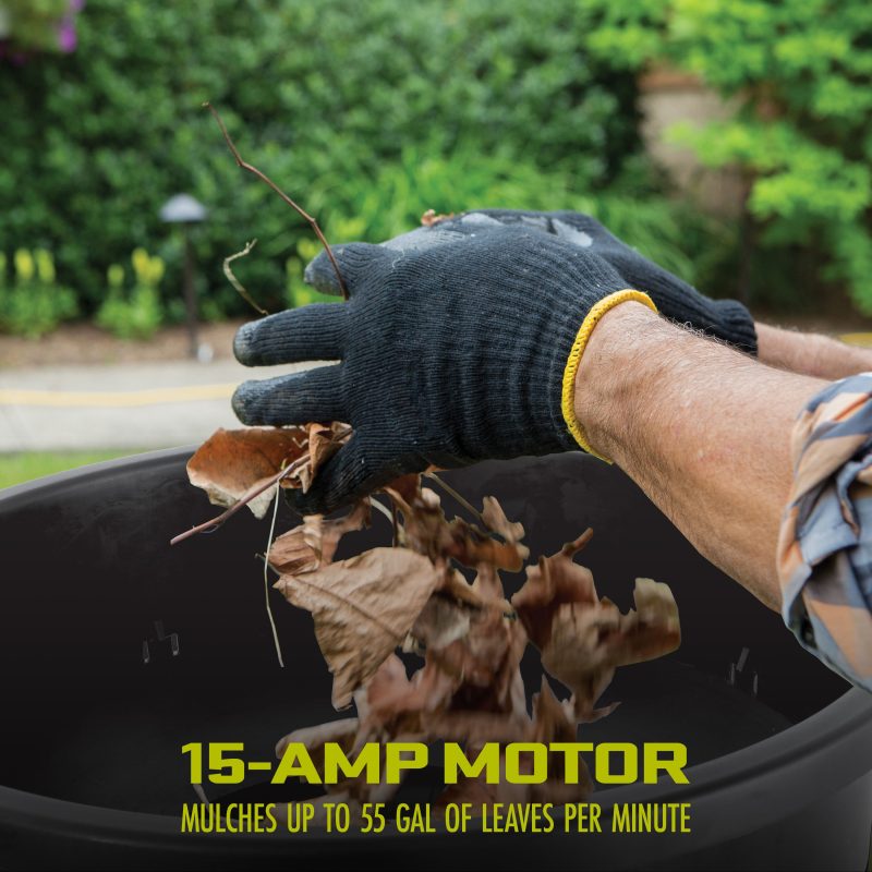 Sun Joe SDJ617E Bladeless Electric Leaf Mulcher + Shredder | 15 Amp | 8,000 RPM | Mulches Up To 55 Gallons of Leaves Per Minute - 图片 3