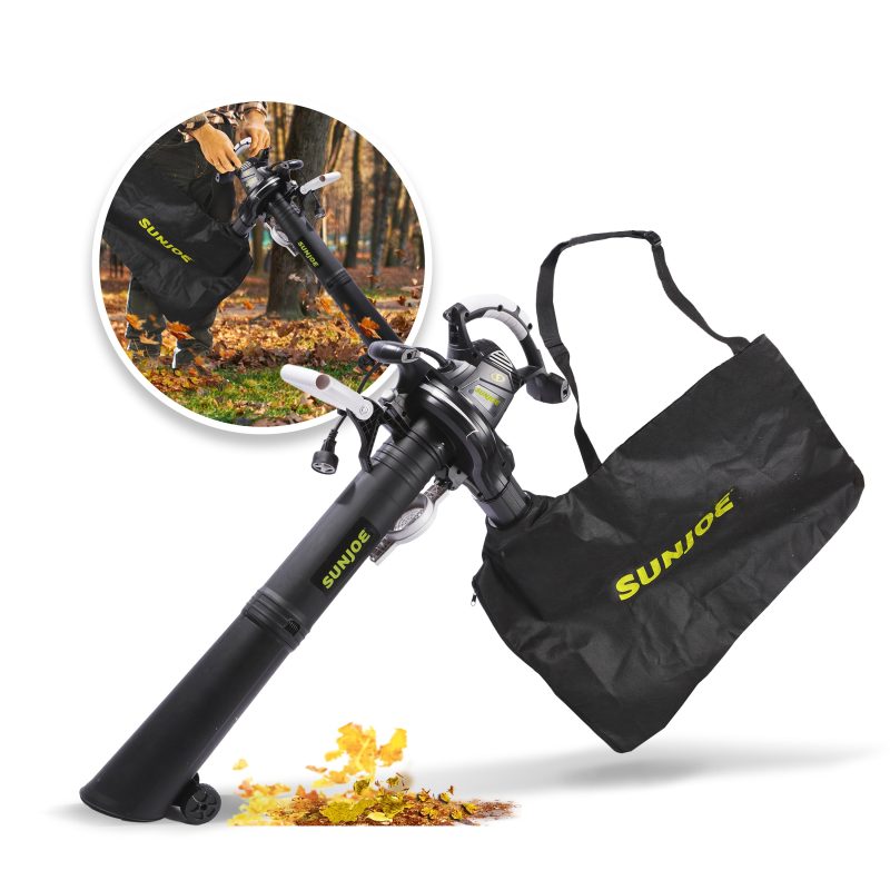 Sun Joe SJ-BVM-GA Electric Leaf Blower + Vacuum + Mulcher W/ Gutter Cleaning Attachment | 220-MPH | 14-Amp | 16:1 Mulching Ratio
