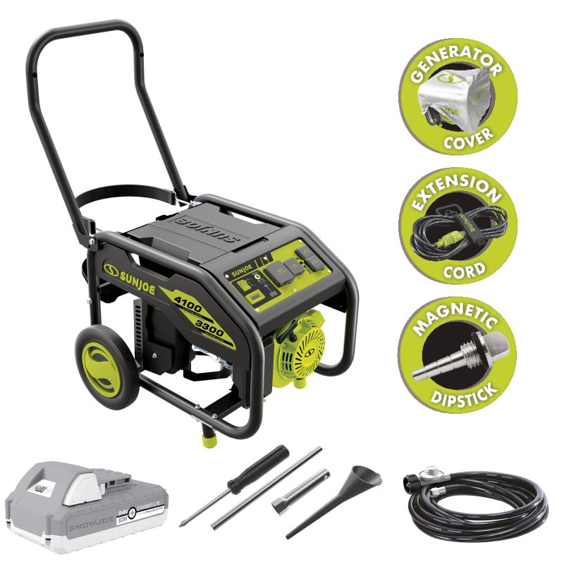 Power Joe SJG4100LP-TV1 Portable Propane Generator | Push-Button Electric + Recoil Start | Power Cooling System | 4100 Starting Watt | 3300 Running Watt | W/ Cover, Extension Cord, Magnetic DipStick, 24V 2.0-Ah Battery and Charger - 图片 2