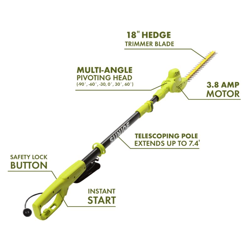 Sun Joe SJH901E Electric Pole Hedge Trimmer | 18-Inch | 3.8-Amp | Multi-Angle - 图片 3