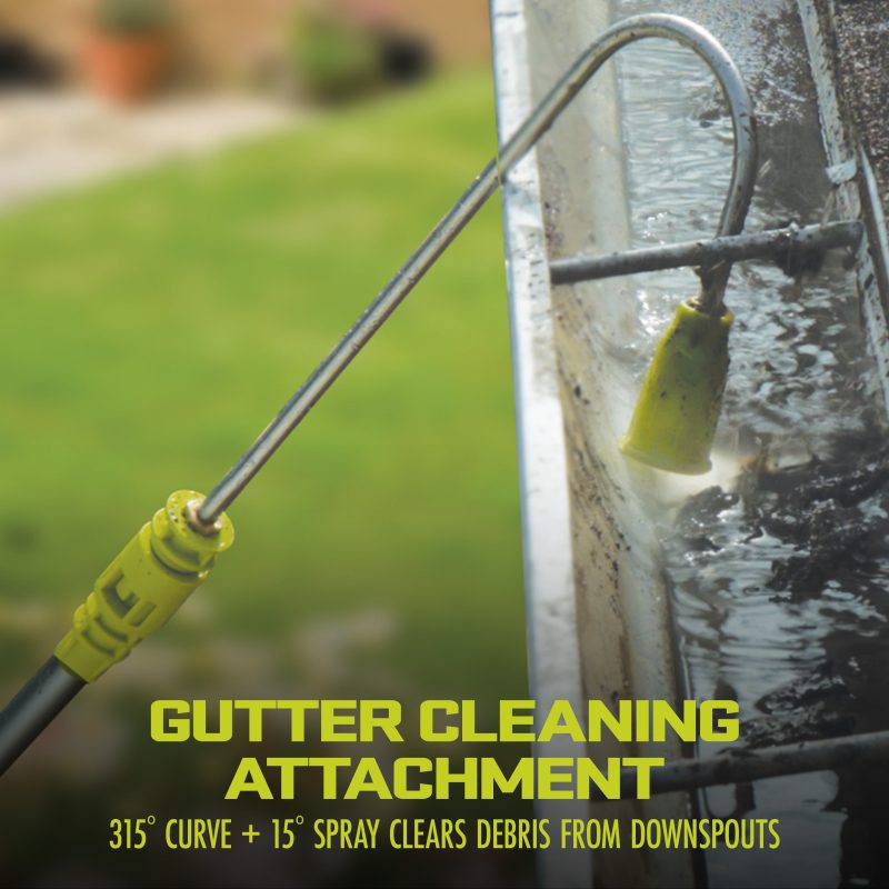 Sun Joe Home Cleaning System for SPX Series Pressure Washers, Includes Turbo Nozzle, Surface Splashguard, Aluminum 5.5-Ft Extension Wand, 315-Degree Gutter Cleaning Nozzle, Patio Surface Cleaner and Transfer Adapters for SPX Series Up to 3500-PSI - 图片 5