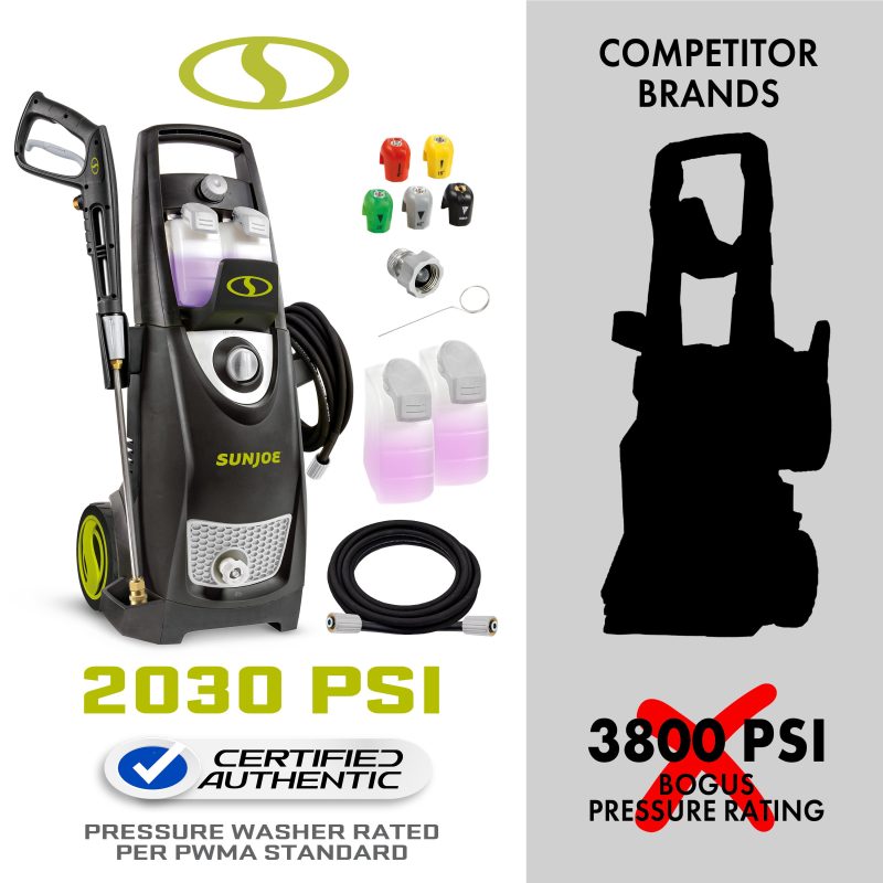 Sun Joe SPX3000® Certified Rated 2030 PSI Electric Pressure Washer | 1.2 GPM Rated Flow | Onboard Detergent Tanks | Clean Patios, Decks, Sidewalks, Cars, Boats, RVs, ATVs - 图片 12