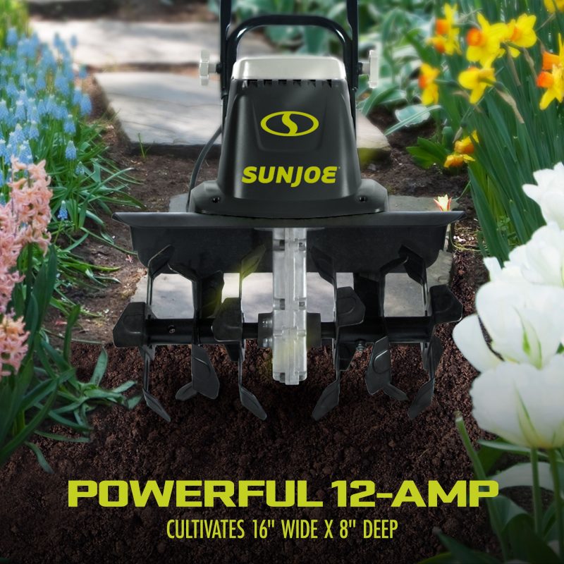 Sun Joe TJ603E Electric Garden Tiller + Cultivator | 16-inch | 12-Amp | 3-Position Height Adjustment - 图片 3