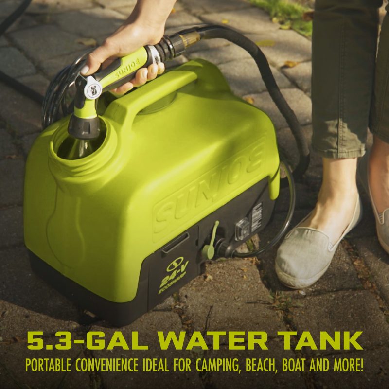 Sun Joe WA24C-LTE 24-Volt* IONMAX Cordless Go-Anywhere Portable Sink/Shower Spray Washer Kit | 5 Gal | 116 PSI Max* | 1.5 GPM Max* | W/ 2.0Ah Battery + Charger - 图片 6