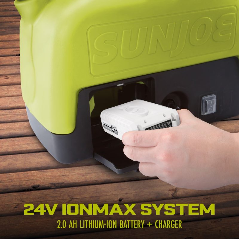 Sun Joe WA24C-LTE 24-Volt* IONMAX Cordless Go-Anywhere Portable Sink/Shower Spray Washer Kit | 5 Gal | 116 PSI Max* | 1.5 GPM Max* | W/ 2.0Ah Battery + Charger - 图片 7
