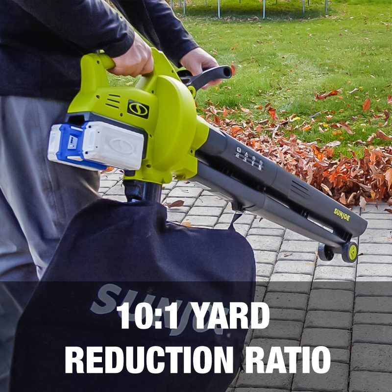 Sun Joe 48-Volt* IONMAX Cordless Leaf Blower Vacuum Mulcher Kit | 163-MPH | 391-CFM | W/ 2 x 5.0-Ah Batteries + Dual Port Charger - 图片 11