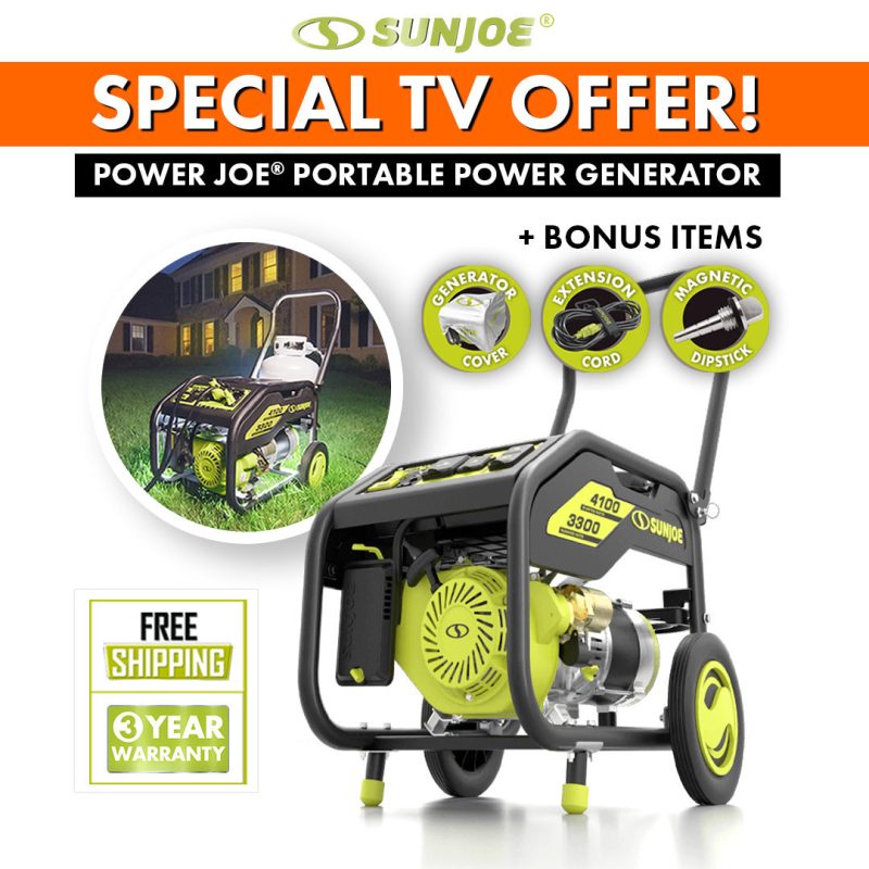 Power Joe SJG4100LP-TV1 Portable Propane Generator | Push-Button Electric + Recoil Start | Power Cooling System | 4100 Starting Watt | 3300 Running Watt | W/ Cover, Extension Cord, Magnetic DipStick, 24V 2.0-Ah Battery and Charger - 图片 3