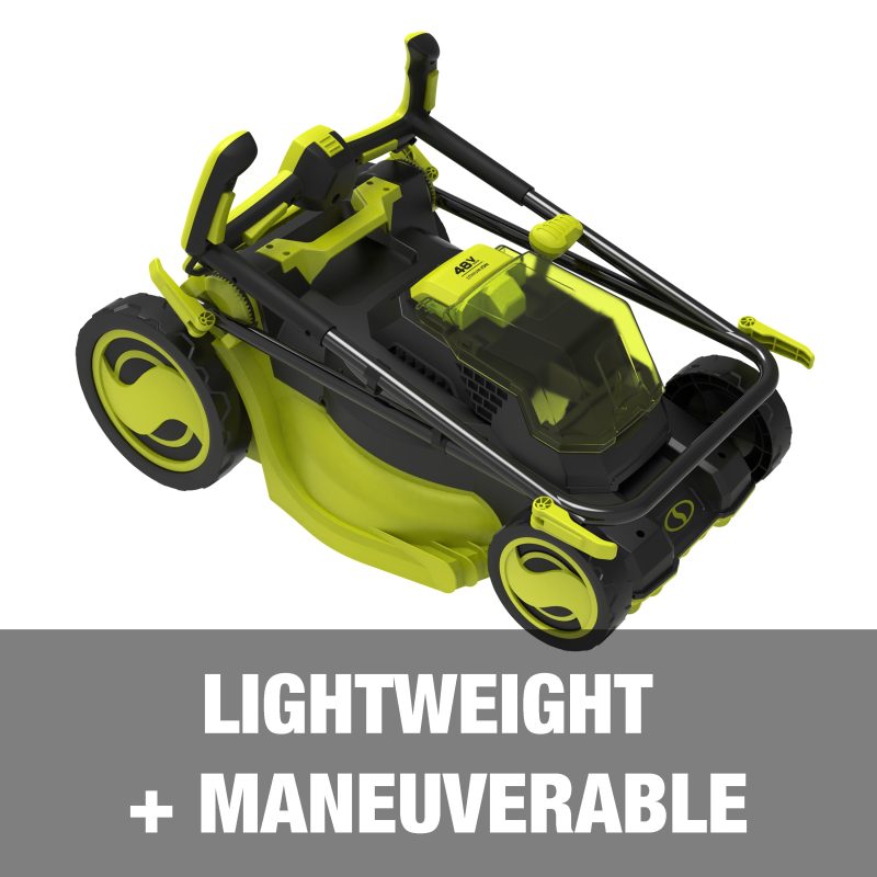 Sun Joe 24V-X2-16LM 48-Volt* IONMAX Cordless Brushless Lawn Mower Kit | 16-Inch | 12-Gallon Collection Bag | Comfort Grip | 6-Position Height Adjustment | W/ 2 x 4.0-Ah Batteries + Charger - 图片 5