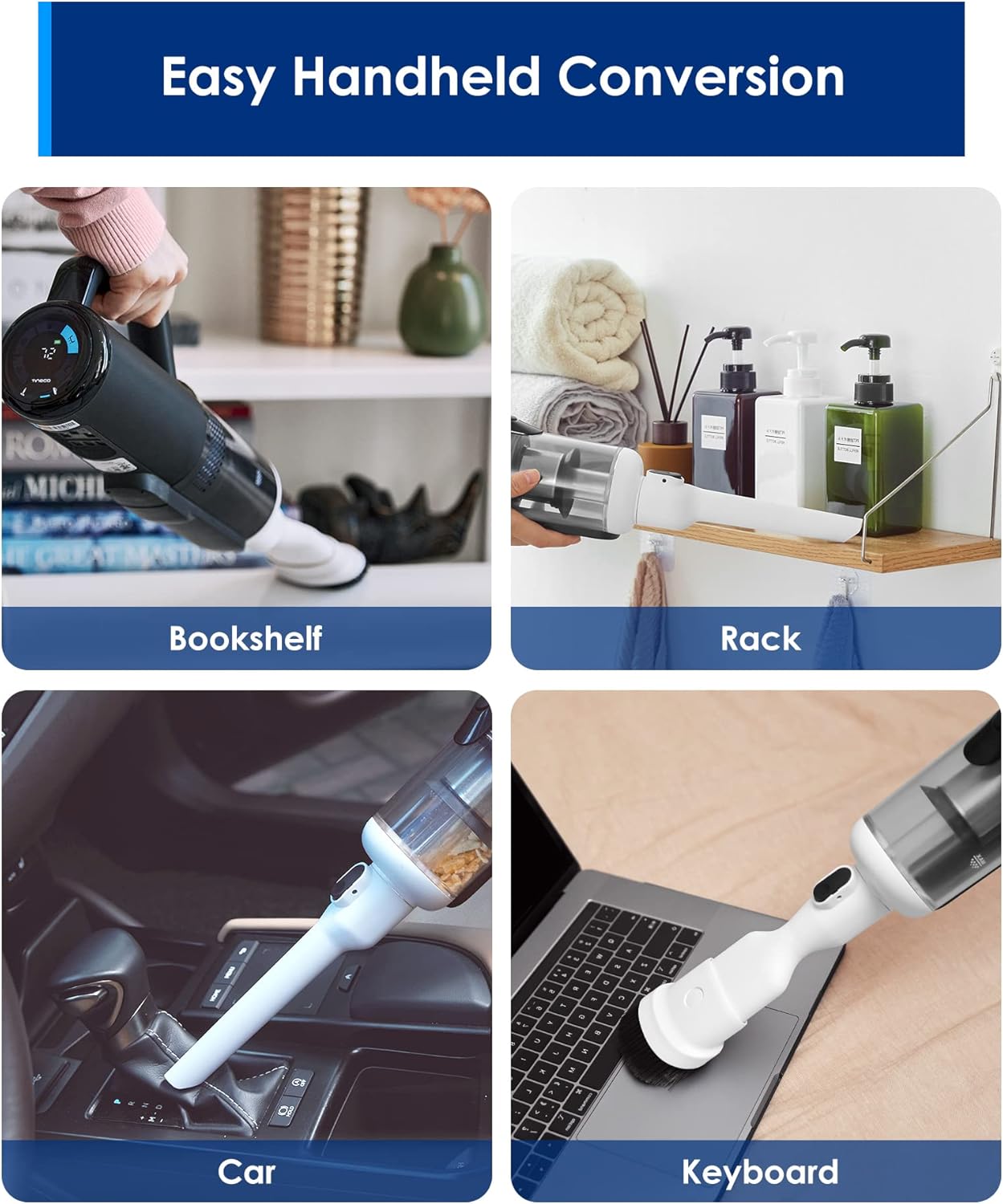 Tineoc Floor ONE S5 Smart Cordless Wet Dry Vacuum Cleaner and Mop for Hard Floors, Digital Display, Long Run Time, Great for Sticky Messes and Pet Hair, Space-Saving Design, Blue - Image 5